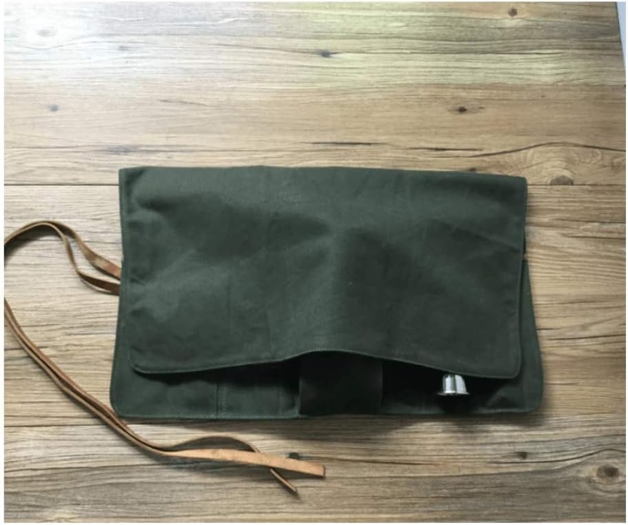 Cocktail Kit. Green Canvas Roll Up Bartender Bag. Holds Approx. 6-10 Barware Items, Shaker, Spoon, Strainers, Pourers, Cocktail Equipment, Drinks. No Tools Included.