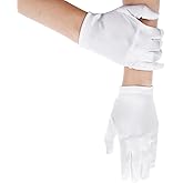HaiFafafaing White Gloves for Girls, Satin Princess Gloves for Holiday and Pageant, Wrist Length, Small (4-14 Years)