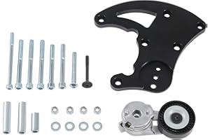 GEARCESS LS R4 AC Compressor Bracket, LS High Mount A/C Bracket Kit with Belt Tensioner, Fit For Chevrolet & Fit For GMC SUV Truck Vortec Engines LS1 LS2 LS3 LS6
