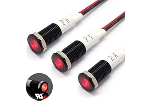 FILN 3Pcs 10MM Indicator Light Led light 110v 120v Metal Pilot Lamp Lights Aluminum Black Anodized Waterproof ip67 Red Signal Lamp Light(110V-Black Anodized-Red 3Pcs)