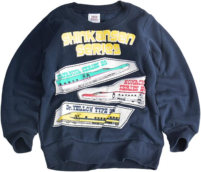 Amazon 新幹線 トレーナー 子供服 グッズ キッズ プリント 男の子 スウェット 裏起毛 アメカジ トップス 長袖 子供服 1cm Tr8 4581 D ネイビー トレーナー パーカー 通販