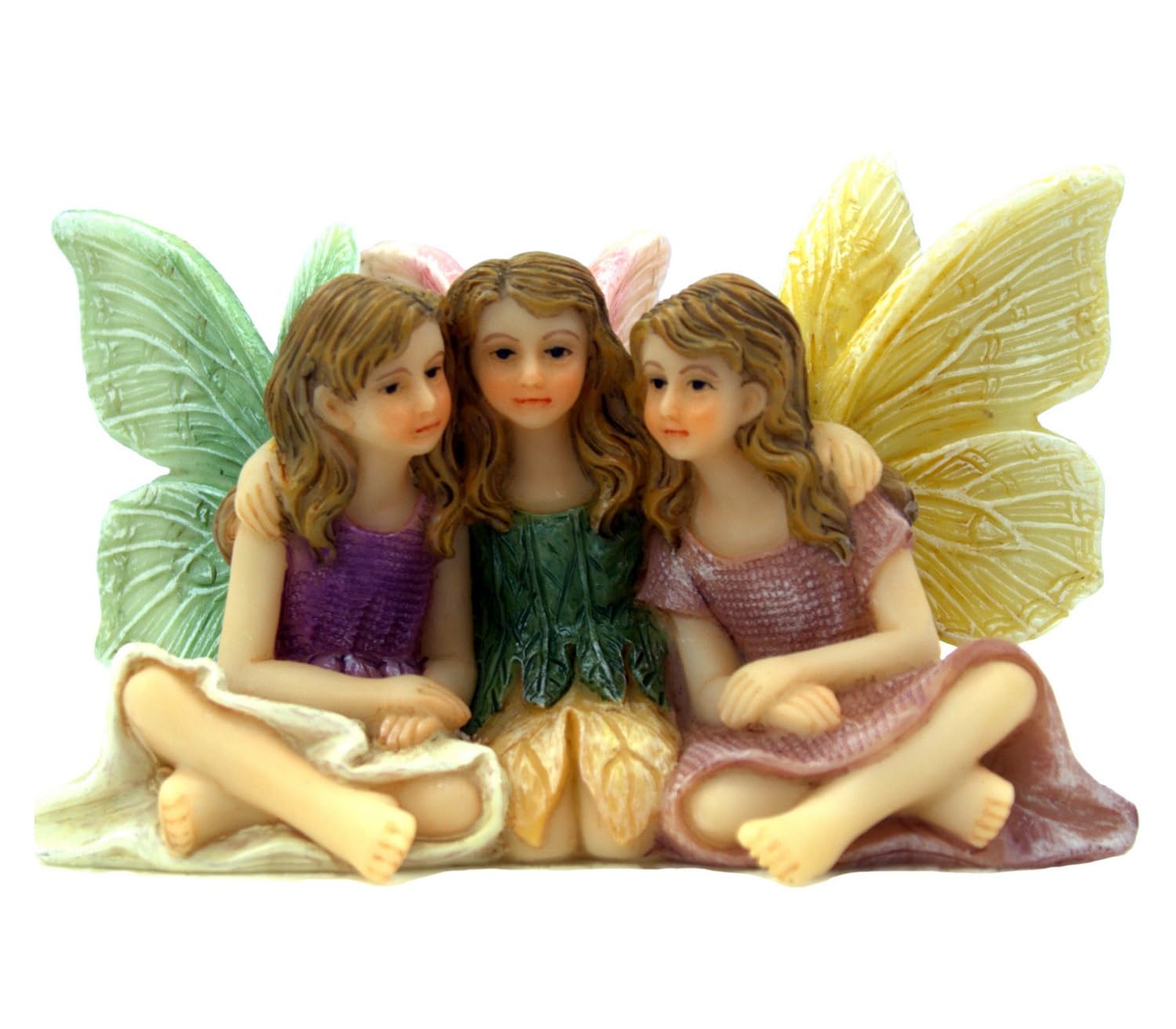 PRETMANNS Fairies for Fairy Garden - Accessories for an Outdoor or Indoor Miniature Garden – Adorable Hand-Painted Resin Figurines – 3 Sitting Sisters 1 Piece