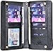 Women Lady Leather Wallet Zipper Purse RFID Credit Card Clutch Holder Case Girl (Crosshath Black)