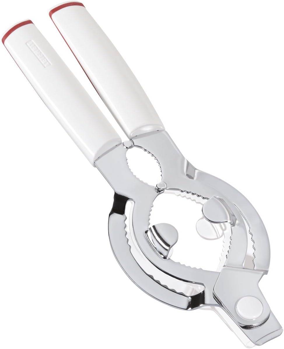 Leifheit Deckelöffner ComfortLine-Serie, für Gläser oder Flaschen, Flaschenöffner mit ergonomischem Komfort-Griff aus Kunststoff, inklusive leicht bedienbaren Kapselheber, Gläseröffner, weiß