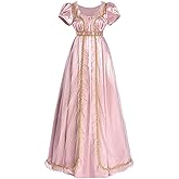 CR ROLECOS Regency Dress Women Regency Costume Champagne Gold Empire Victorian Gown