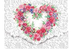 PDTXCLS Carol Wilson Fine Arts Inc. Rose Heart Portfolio Embossed Die Cut Notecards (ncp2149)