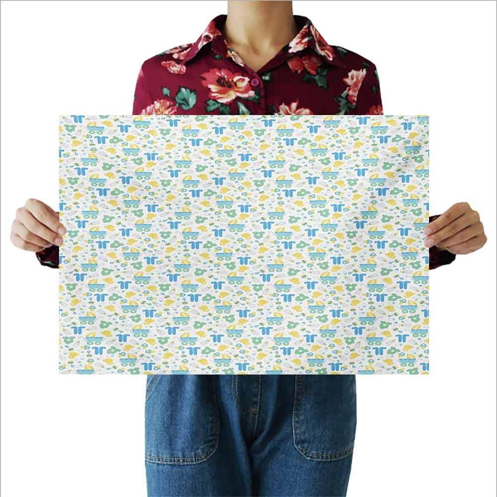 Amazon Com Baby Bathroom Wall Decor Retro Newborn Items Stroller Rubber Duck Milk Bottle Pin Pyjamas Pattern Baby Room Decor Nursery Wall Art Canvas Painting 28x20 Inch Blue Yellow Mint Green Posters