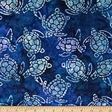 Michael Miller Batik Sea Turtles Blue Fabric By The Yard