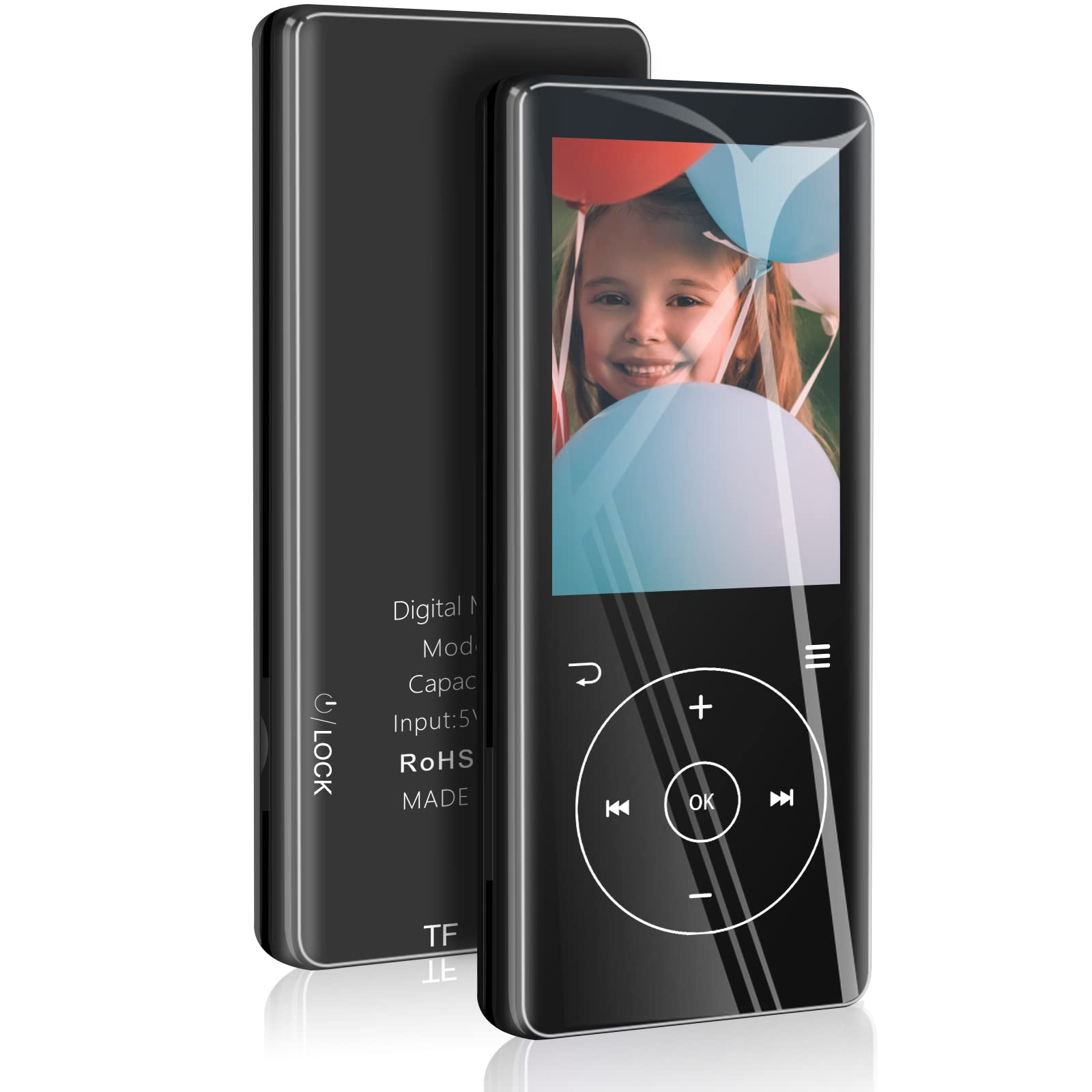 64G MP3 Player Bluetooth 5.0, Portable Music Player with Speaker HiFi Lossless Sound, FM Radio, Voice Recorder, E-Book function, Black