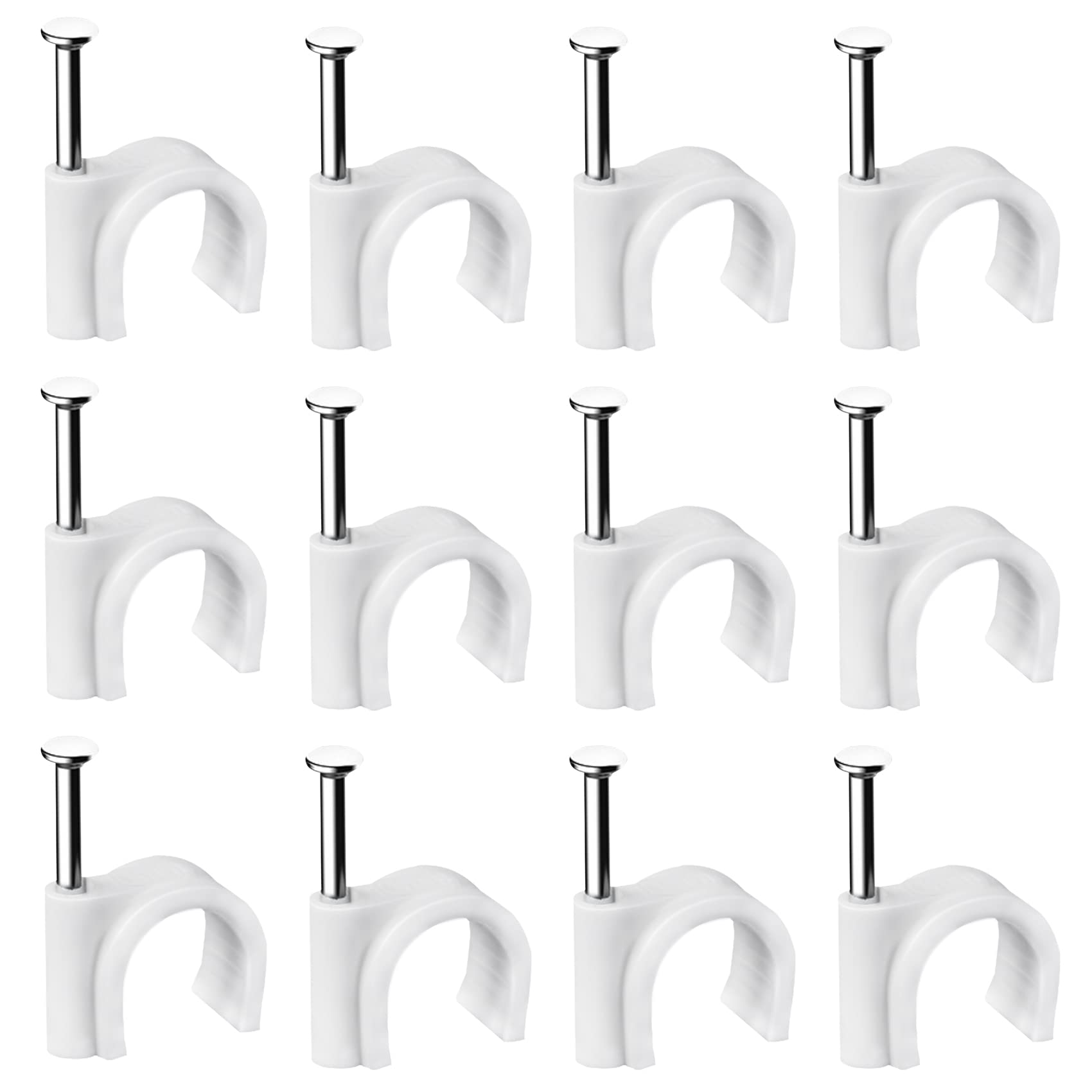 Abnii Cable Clips, 6 mm 400 Pcs Nail Clips Strong Durable White Round Cable Tacks, Wall Wire Tidy Holder Clip Management Cable Pins…