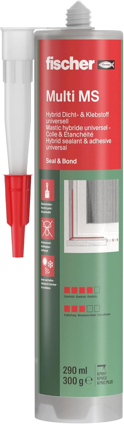 fischer 59389 Hybrid Adhesive Sealant White Waterproof Mounting 290ml Indoor