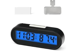 MEANLIN MEASURE Car Clocks with Temperature, Fahrenheit LED Backlight 2 in 1, Vehicle Adhesive Digital Dashboard Clock, Small Electronic Clock for Car Truck Dashboard & Air Vent