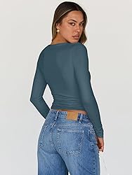 Trendy Queen Womens Long Sleeve Tops Crop Cute Top