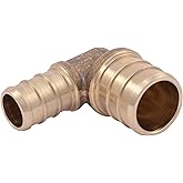 SharkBite 3/4 Inch x 1/2 Inch Crimp 90 Degree Elbow, Brass Plumbing Fitting, PEX Pipe, PE-RT, UC274LFA