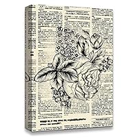 Canvas Wall Art Flower On The Newspaper Canvas Prints Home Artwork Decoration for Living Room,Bedroom - 12x18 inches