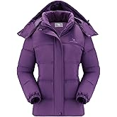 CAMLE CROWN Women's Puffer Jacket Coat Winter Warm Hooded Jacket Down Jacket Outerwear