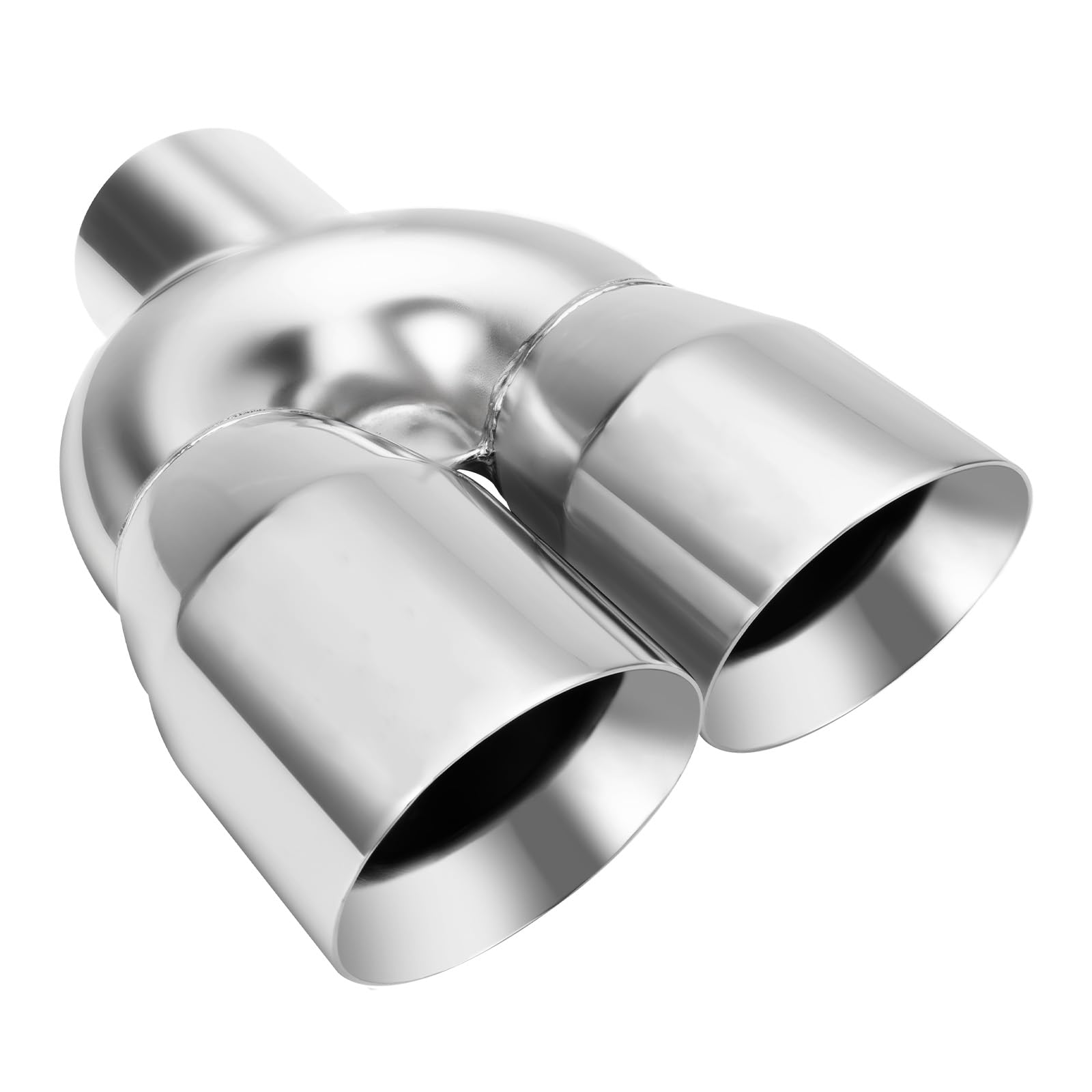 Photo 1 of LCGP Dual Exhaust Tip 3 inch Inlet 4 inch Outlet 12" Length Universal Polished 304 Stainless Exhaust Tip Tailpipe for Car Truck Double Wall Weld-on Angle Cut (Right)