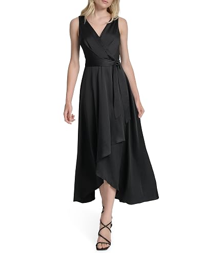 Donna Morgan Women's Dresses Elegant V-Neck Sleeveless Pleated Midi Dress for Women