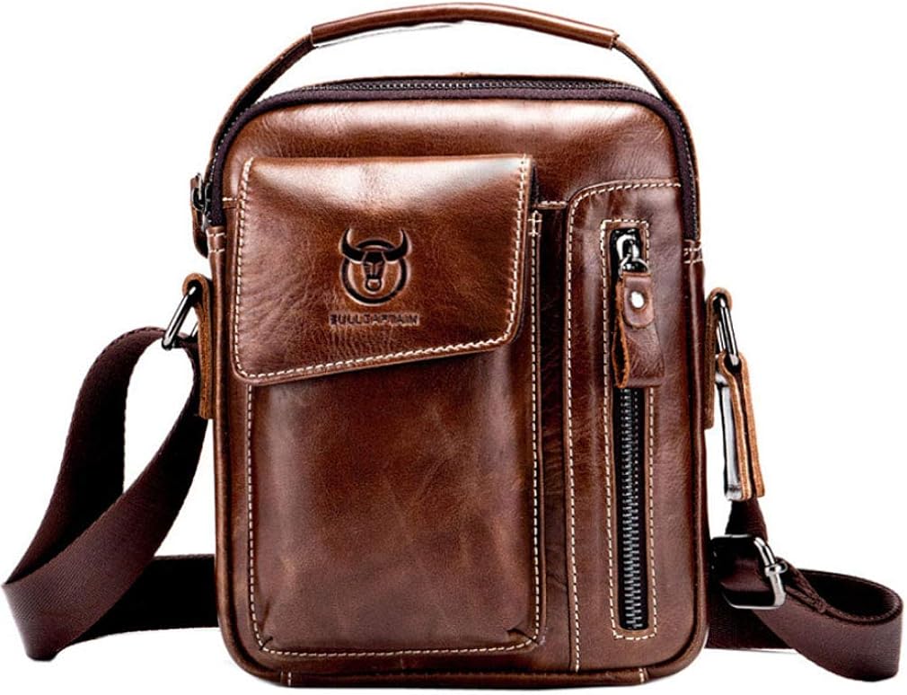 Xieben Vintage Leather Mens Handbag Shoulder Bag for Men Everyday Casual Business Briefcase Cross Body Messenger Pack Tote Handbags Coffee