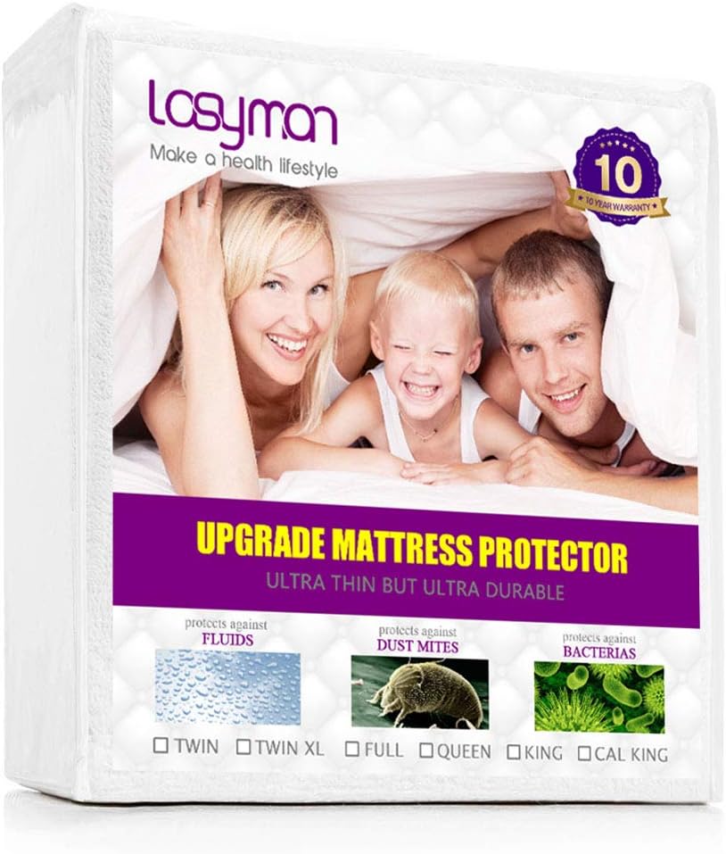 Premium Twin Size Waterproof Mattress Protector, Fitted Rubber Sheet Mattress cover, Deep Pocket Bed Mattress Topper, 3D Breathable - Vinyl Free
