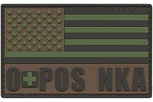 LEGEEON Multicam USA America Flag OPOS O+ O POS Blood Type NKA No Known Drug Allergies Tactical PVC Rubber Patch