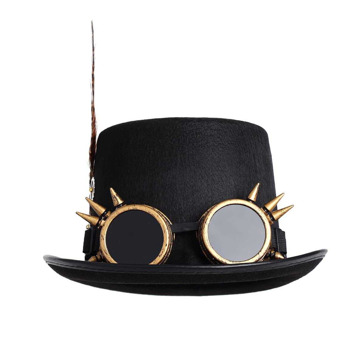 COSDREAMER Unisex Steampunk Top Hats Halloween Costume Hat with Goggles (58cm Black 5)