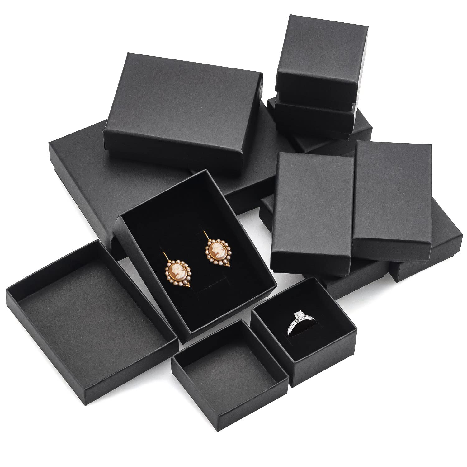 ZDNT 12 Pcs Jewellery Box Jewellery Gift Box Cardboard Jewellery Boxes Rectangle Gift Black Jewellery Boxes for Earrings,Necklaces,Bracelets and Rings (A)