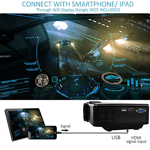 Projector 2400 Lumens LED Mini 1080P Projector, Portable Movie Projector HDMI USB TF VGA AV, Multimedia Home Theater with HDMI Cable-SOMEK K99