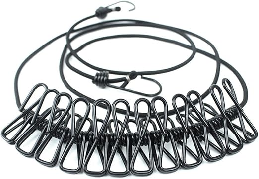 Amazon Co Jp Yfly物干しロープ 折りたたみ洗濯ロープ 12個クリップ付き防風 室内 室外 ベランダ 洗濯用ハンガー アウトドア 旅行用品 ホーム キッチン