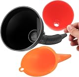 XiangJunly 3 Pcs Right Angle Flexible Plastic Funnel Set Red/Orange/Black view 3