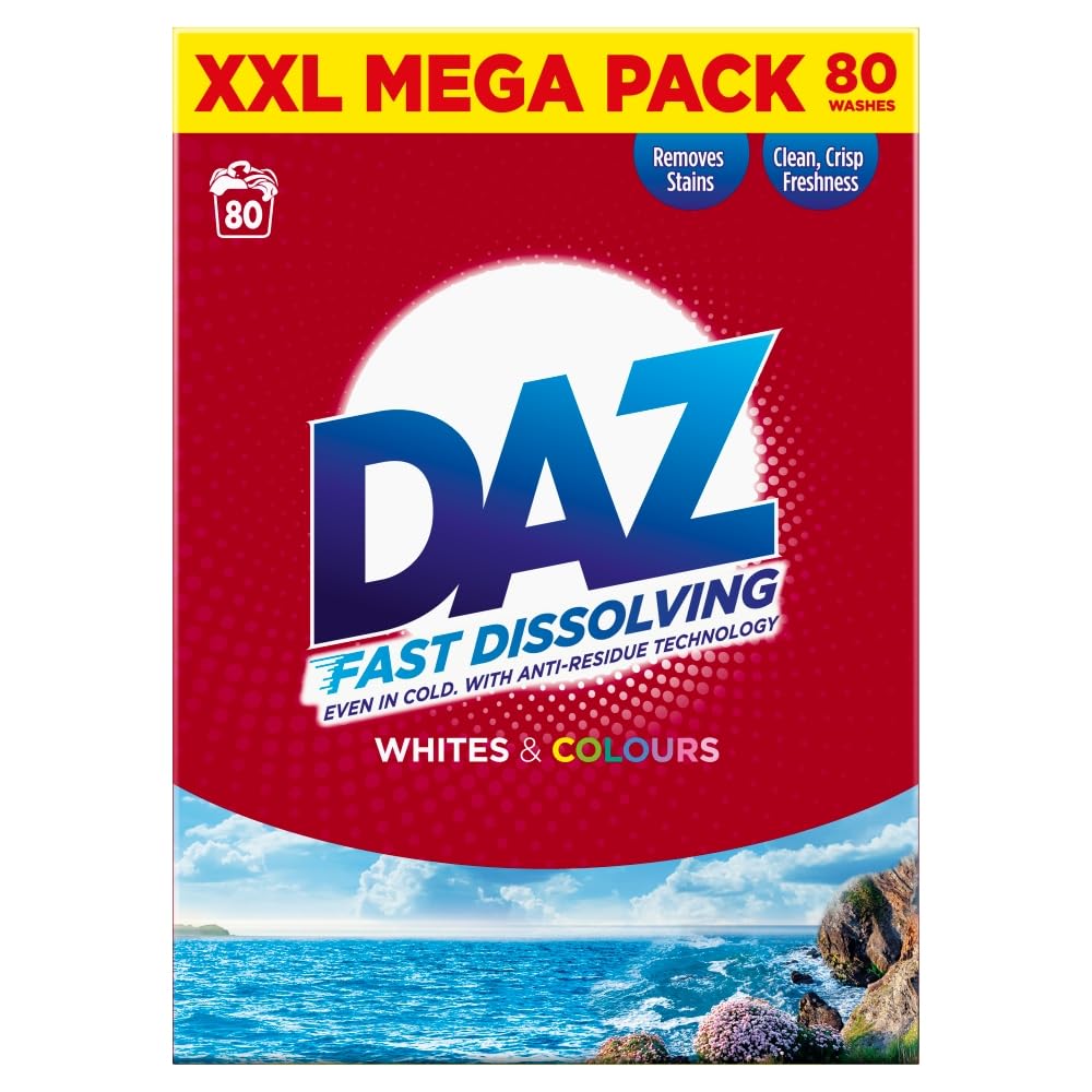 DAZ Washing Powder 80 Washes Whites & Colours, 4800g