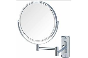 JERDON 8-Inch Two-Sided Swivel Wall Mount Mirror - Makeup Mirror with 8X Magnification & 13.5 inch Wall Extension - Chrome Finish - Model JP7808C