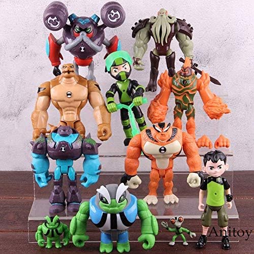 GrandToyZone FIGURE SERIES 4-13cm (1.6-5.1 inch) 11pcs/Set - Ben 10 Ben Tennyson Grey Matter Heatblast Humongousaur Rath Vilgax Anime Action Figures Kids Boys Toys Gift with Light