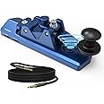 BlueKey Mini CW Key Morse Radio HAM Big Double Paddle Morse Code Key Aluminum Alloy Body with Speaker Base Blue