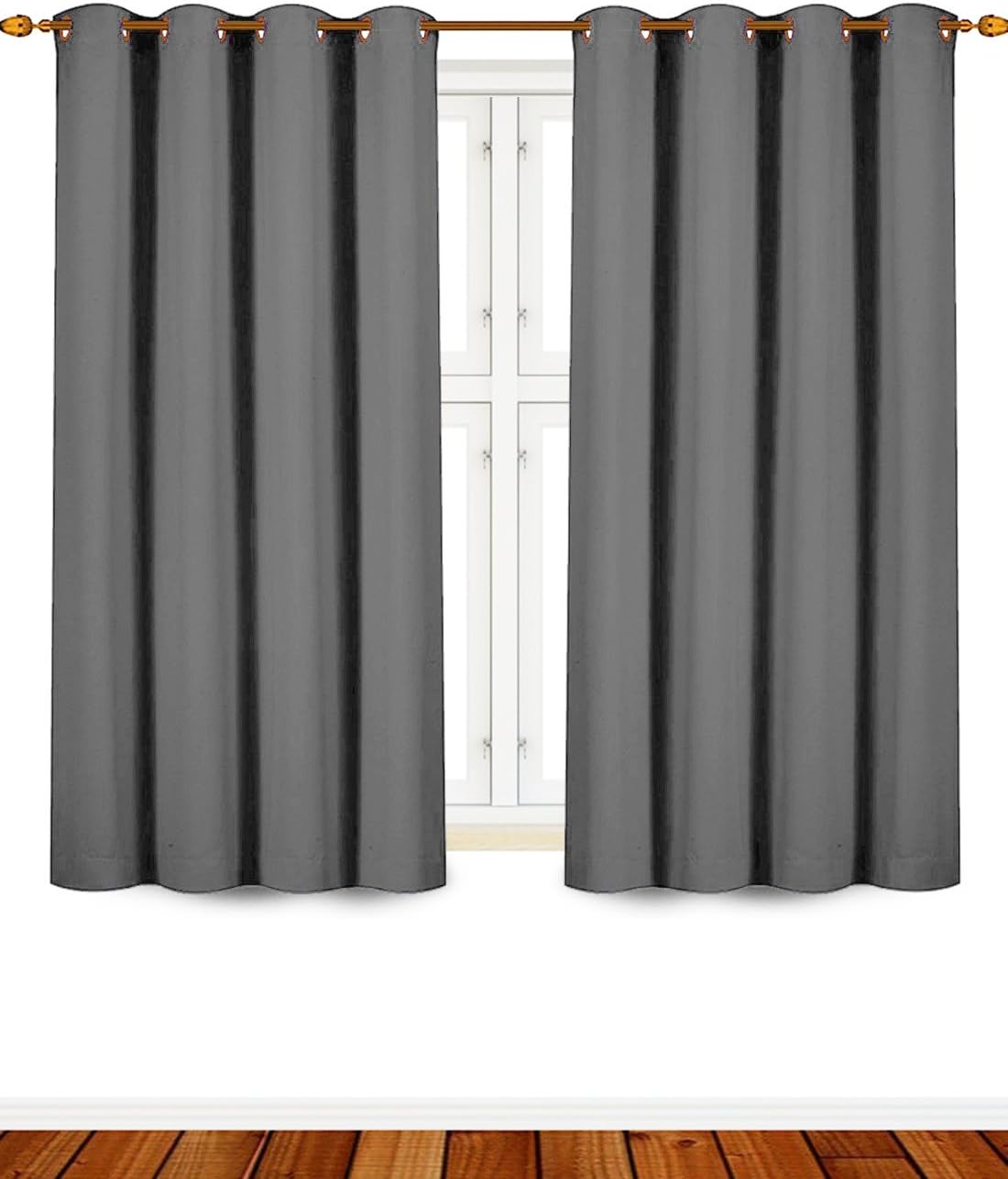 Blackout Curtains Ready Made Eyelet Curtain For Bedroom Living-Room 46"Width x 54"Drop, set of 2 pieces (Gray)