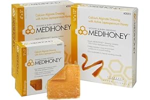 Derma Sciences 31644 Medihoney Dressing Hydrogel Colloidal Sheet, Non-Adhesive, 4.3" Width x 4.3" Length (Pack of 10)