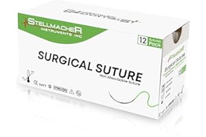 STELLMACHER INSTRUMENTS INC StellMacher 2-0 Sutures Thread with Needle | 12 Pcs Surgical Practice Suture Kit for Medical & Nursing Students | Training Sterile Stitching Pad First Aid Emergency Travel, Vet Demo Use Polypropylene