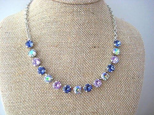 Swarovski Tanzanite Violet Paradise Shine 1/2 Necklace, Layering Necklace, Rhinestone Necklace, Gifts For Her, Gifts Under 40