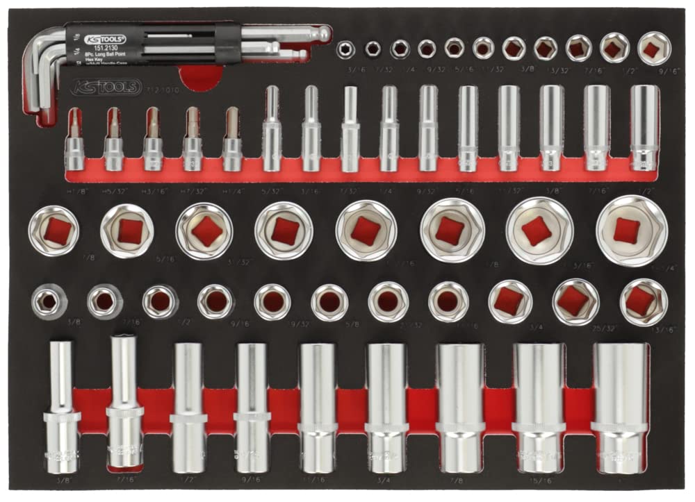 KS Tools 712.1010 62 Module Socket Set 1/4 Inch – 1/2 "