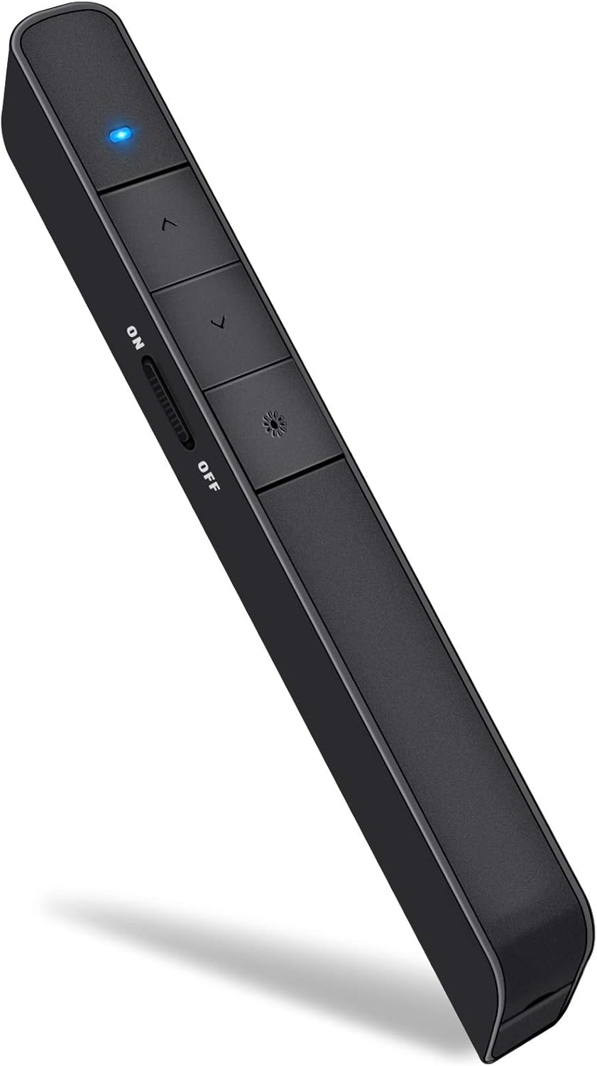 Dinofire Presentation Clicker Green Light Pointer USB Rechargeable Wireless Presenter PowerPoint Clicker Hyperlink Presentation Remote Control Slide Advancer RF 2.4GHz For Keynote / Mac / PC / Laptop : Electronics