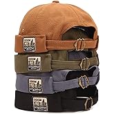 Milcraft Mens Cotton Patch Brimless Skullcap Sailor Cap Rolled Cuff Retro Beanie Hat 4 Pack