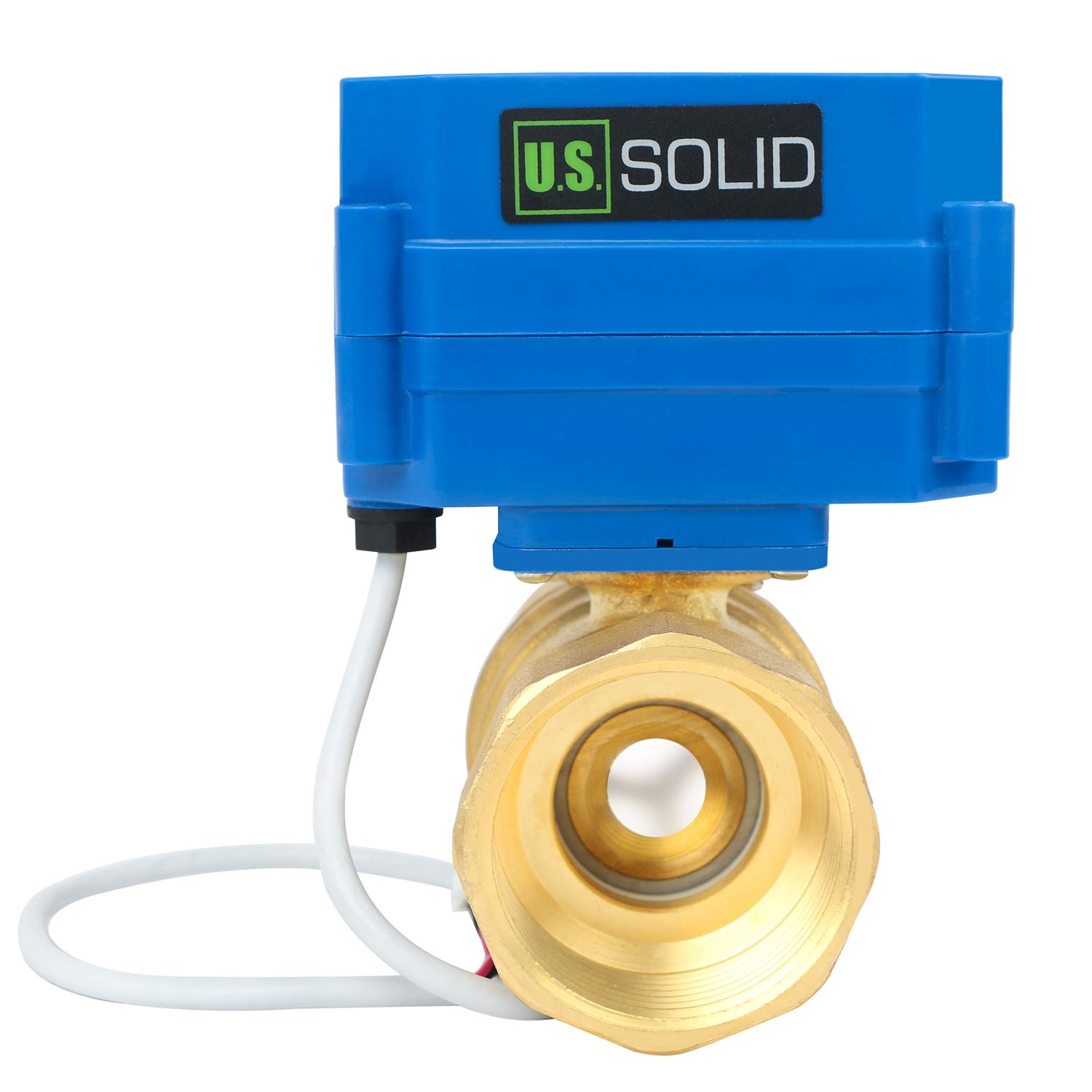 U.S. Solid 1 1/4" Brass Motorized Ball Valve 220V AC (85-265 V AC) DN32 Electrical Ball Valve, 2 Wire Auto Return Setup