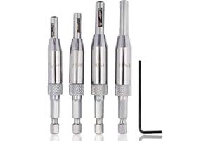 Saiper 4pcs HSS Door Self Centering Hinge Hole Opening Drill Bit Set, 1/4" Hex Shank Doors Cabinet Hinge Drill Bits Tool Set 