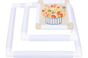 3PCS Plastic Cross Stitch Frame Set, Square Embroidery Frames (43.1cm + 27.9cm + 20.3cm), Universal Clip Frame for Embroidery