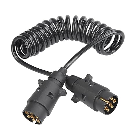 QLOUNI Anhänger Verlängerungskabel Spiralkabel Adapter 2.5 Meter 7 Polig Anhängerkabel Auto Anhänger weniger 76V Schwarz