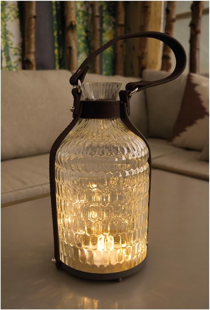 Noma Glass Lantern with Leather Handle Pack of 1