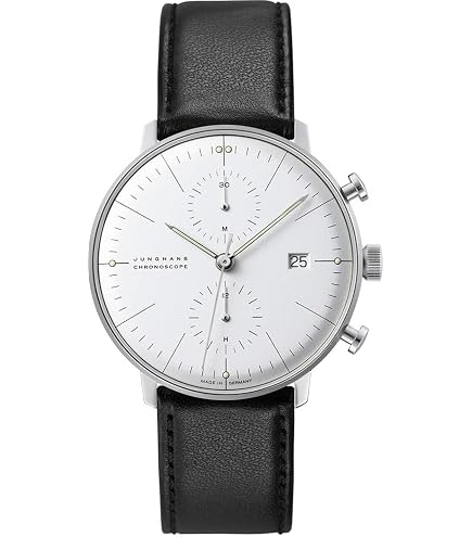 Amazon.com: JUNGHANS Max Bill Hand Wind Silver Dial Black Leather