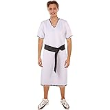 HPO Adult Men’s White Roman Warrior Costume with Black Belt, Best For Halloween, Flame-retardant Synthetic Materials