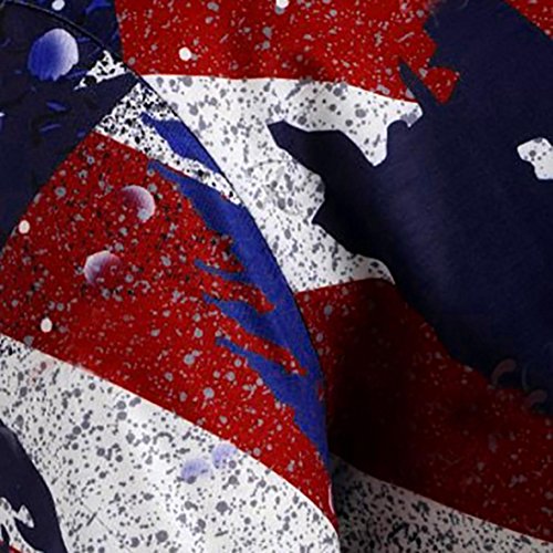 Independence Day Mini Dress For Women, ❤️ Toponly Women Short Sleeve Flag Print Irregular Swing Blouse Tops Colorful T Shirt (Red, 3XL)