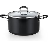 Cook N Home 6-Quart Nonstick Stockpot with Lid, Professional Granite Stock Pot Non Stick Soup Gumbo Pasta Cooking Pot with Silicone Handle, Heavy Gauge Aluminum Induction Cookware, Marble